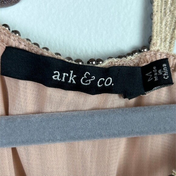 Ark & Co. Peach Pink Beaded Sleeveless Pleated Cocktail Dress Boho Flapper Sz M - Picture 13 of 15